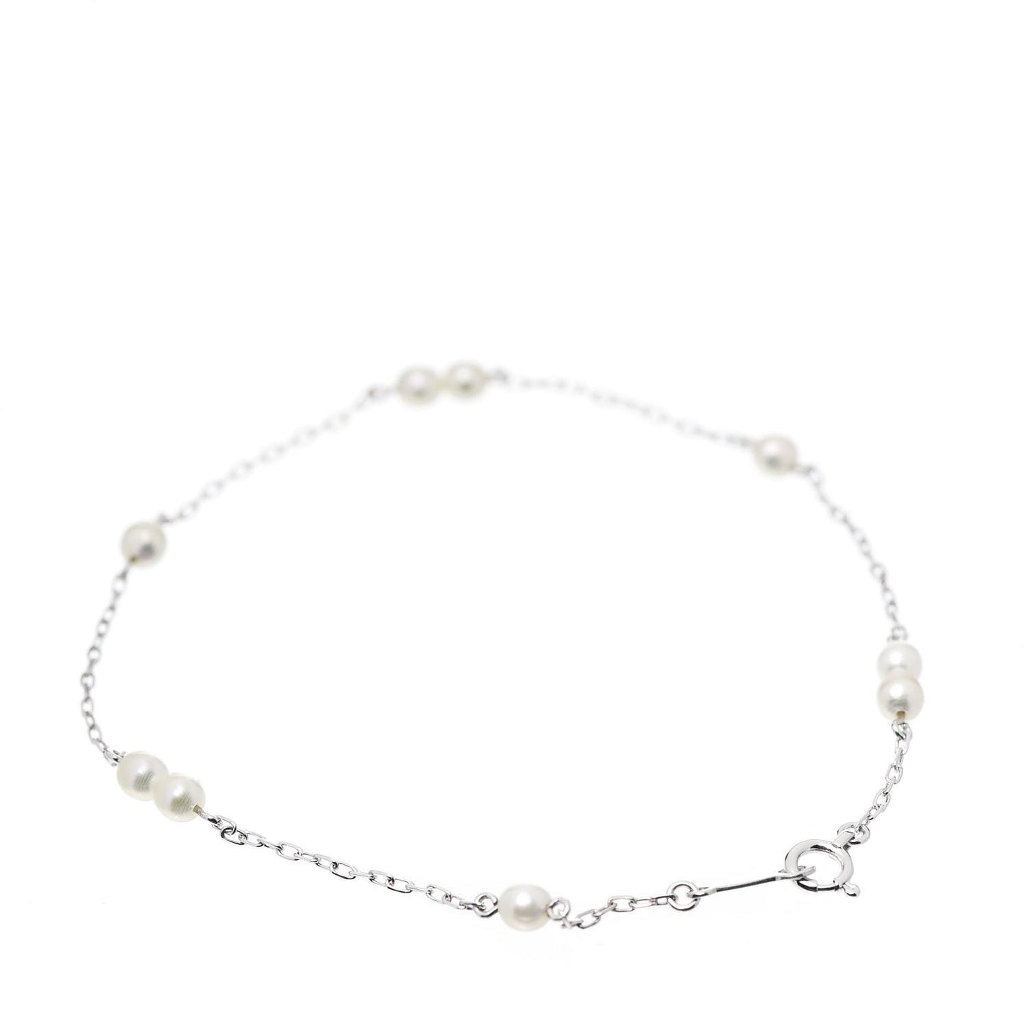 18K White Gold Akoya Pearl 3.5-4mm Station Bracelet