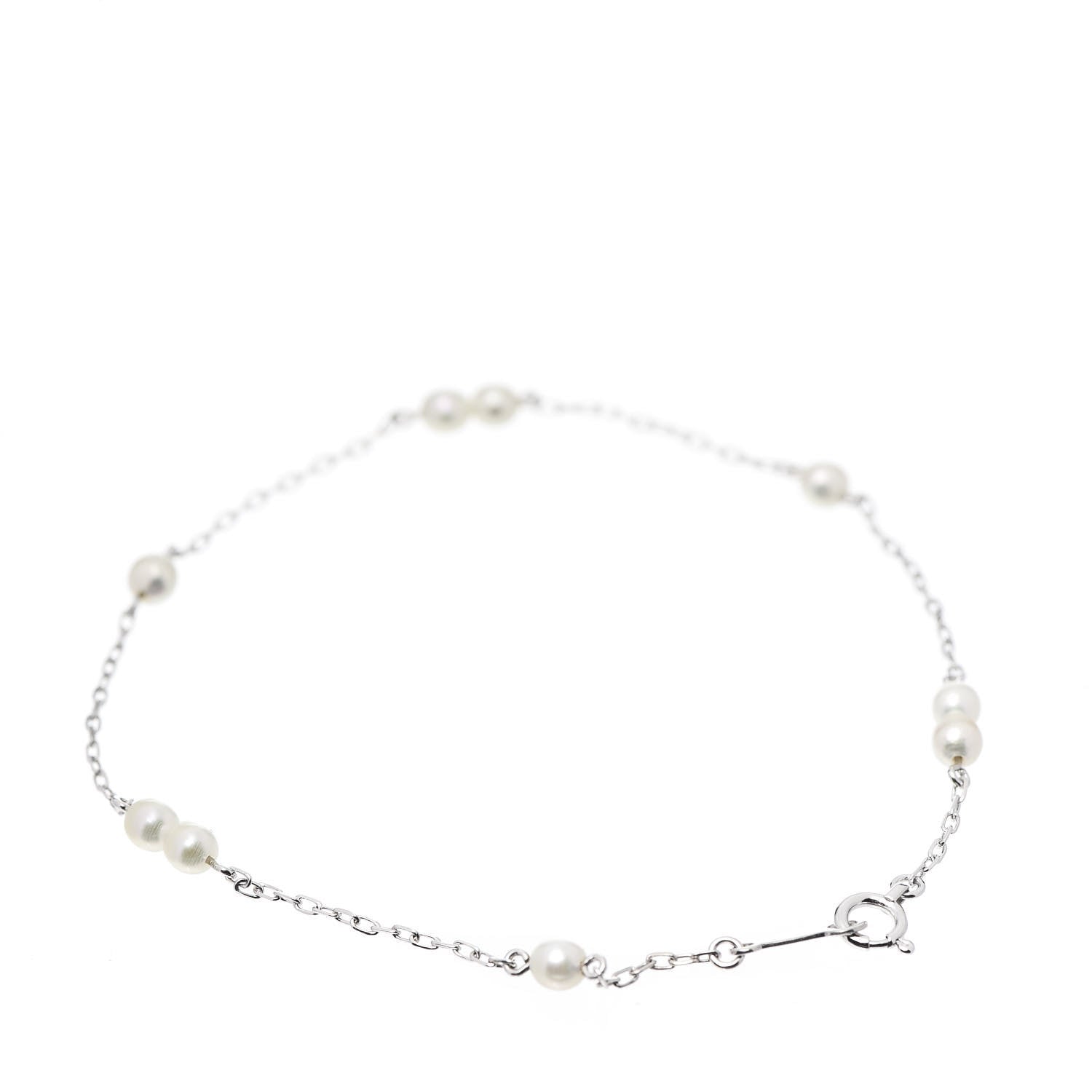 Mikimoto 18K White Gold Akoya Pearl 3.5-4mm Station Bracelet 3 of 5