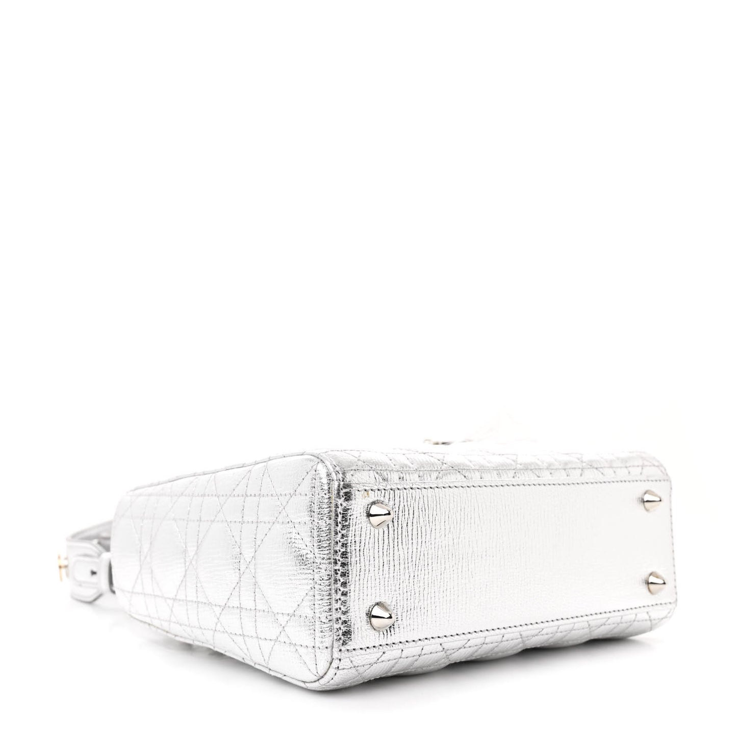 Metallic Grained Calfskin Cannage Small Lucky Badges My Lady Dior Silver