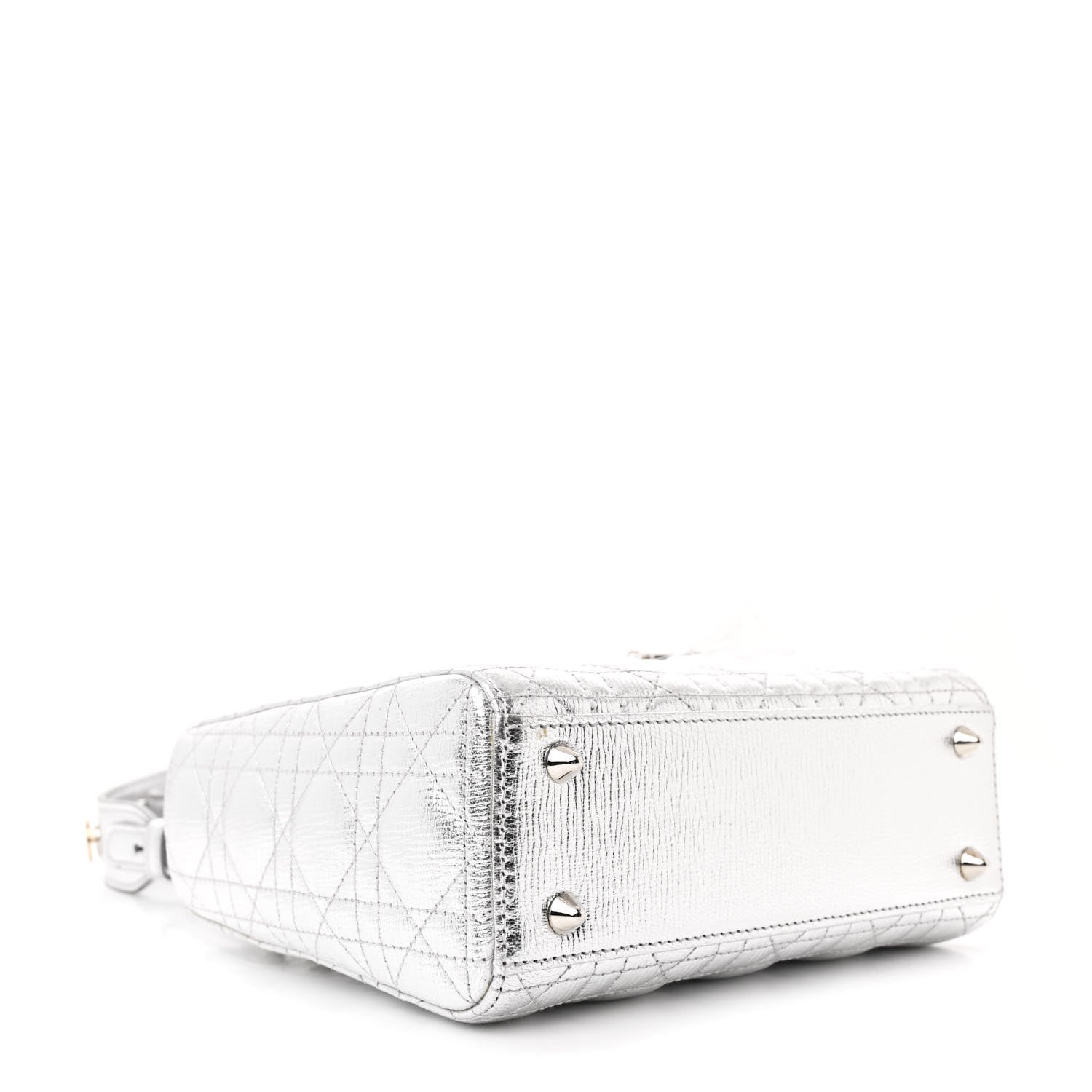 Christian Dior Metallic Grained Calfskin Cannage Small Lucky Badges My Lady Dior Silver 4 of 12