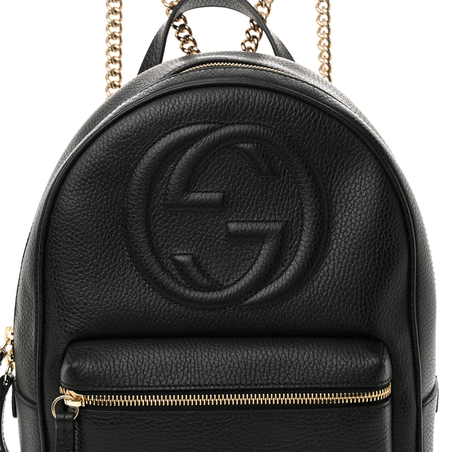 Pebbled Calfskin Soho Chain Backpack Black