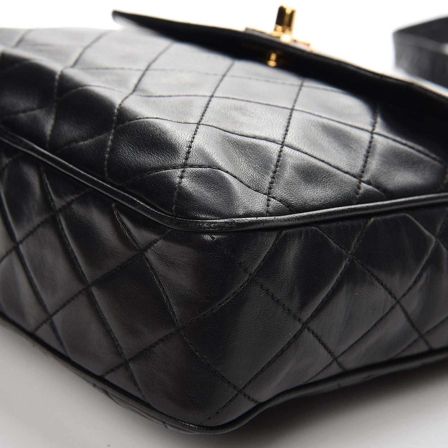 Quilted Lambskin Flap Crossbody Bag Black