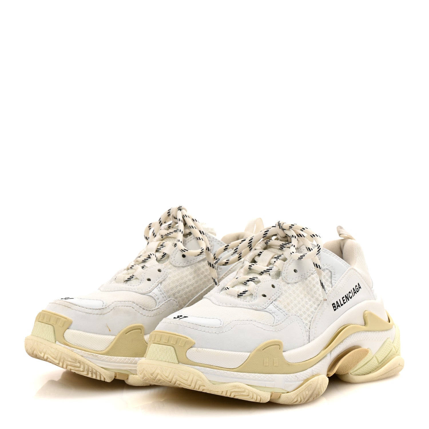 Balenciaga Fabric Mesh Womens Triple S Sneakers 37 White 4 of 10