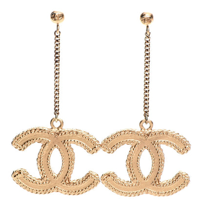 Chanel CC Drop Earrings Matte Gold 1 of 6