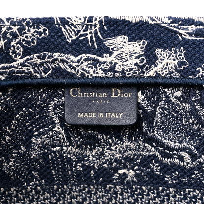 Christian Dior Canvas Embroidered Medium Toile De Jouy Reverse Book Tote Blue 6 of 11