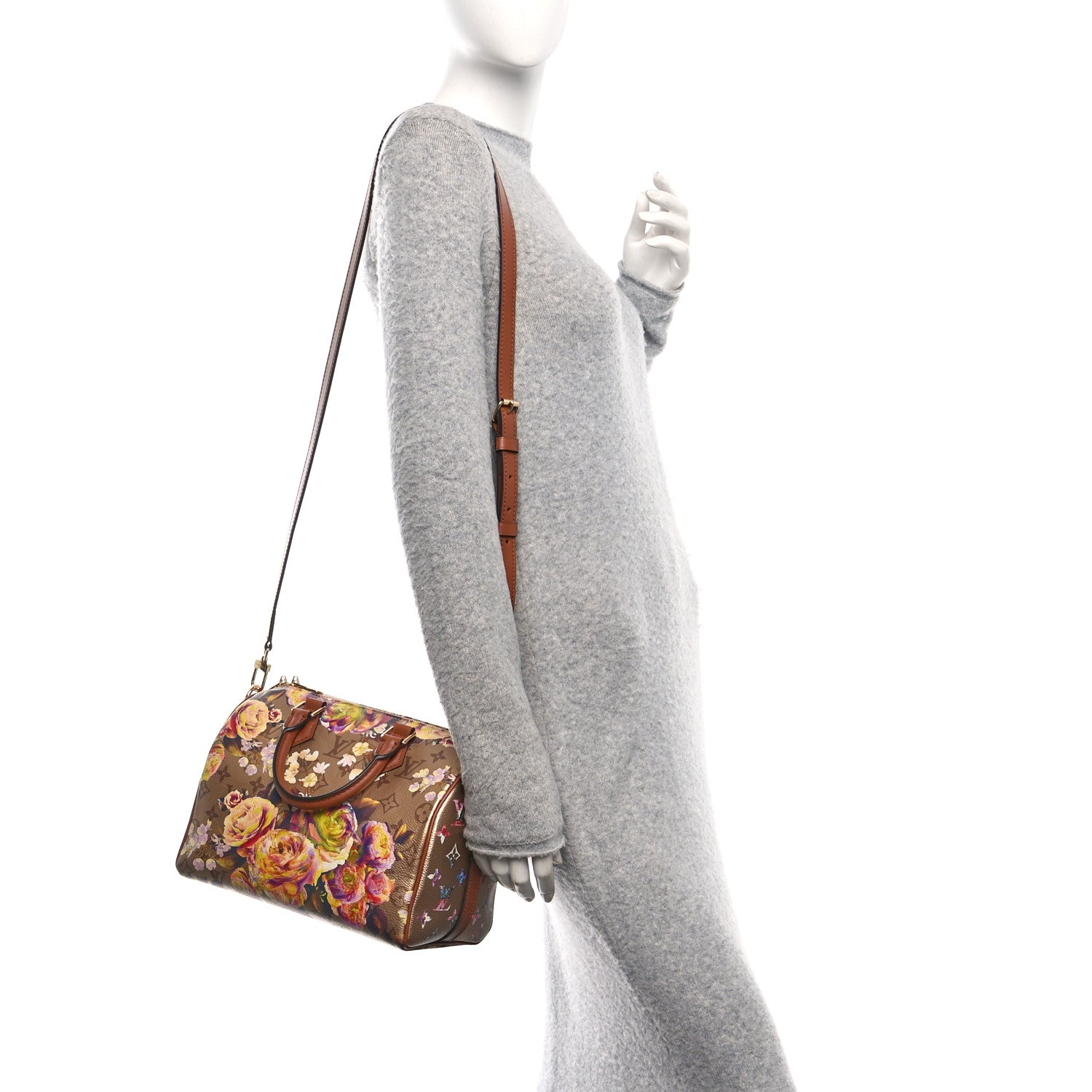 Louis Vuitton Metallic Monogram LV Garden Speedy Bandouliere 25 Gold 2 of 9