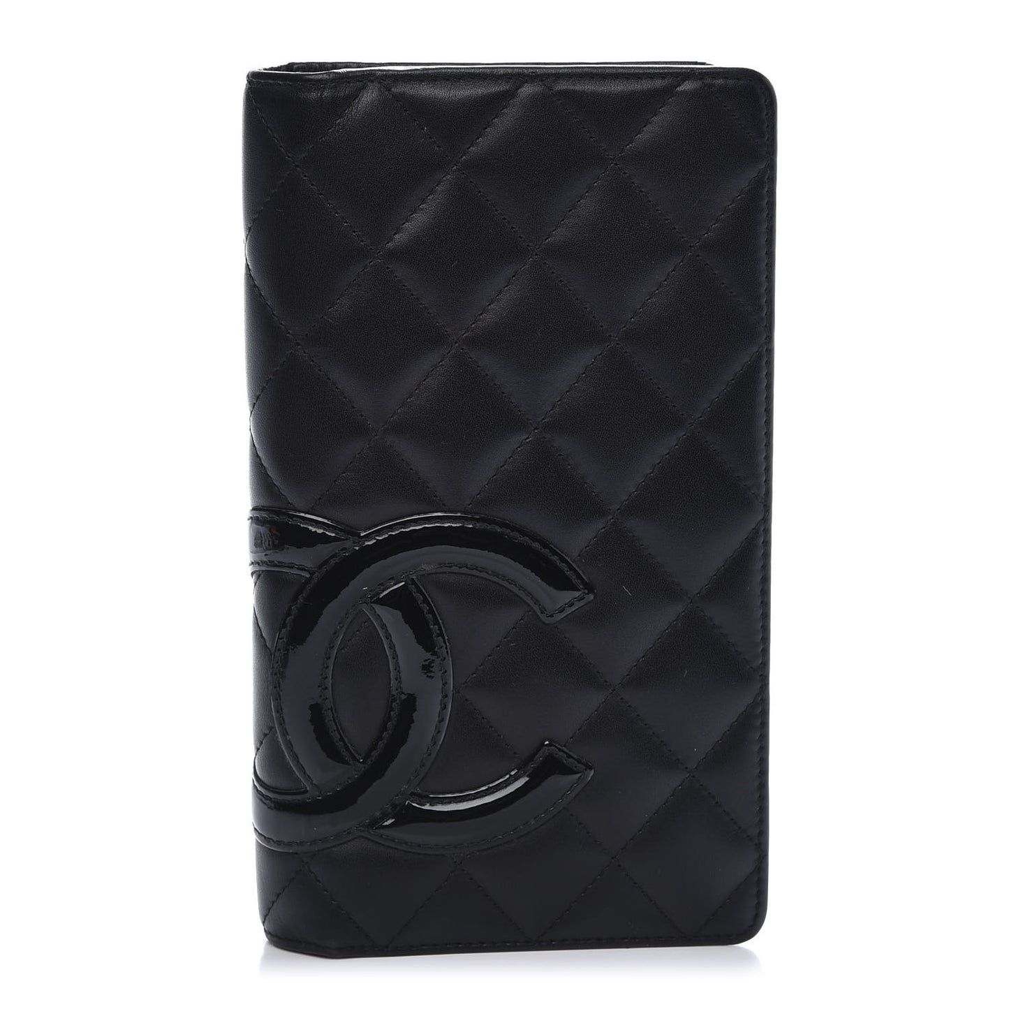 Calfskin Quilted Cambon Yen Wallet Black