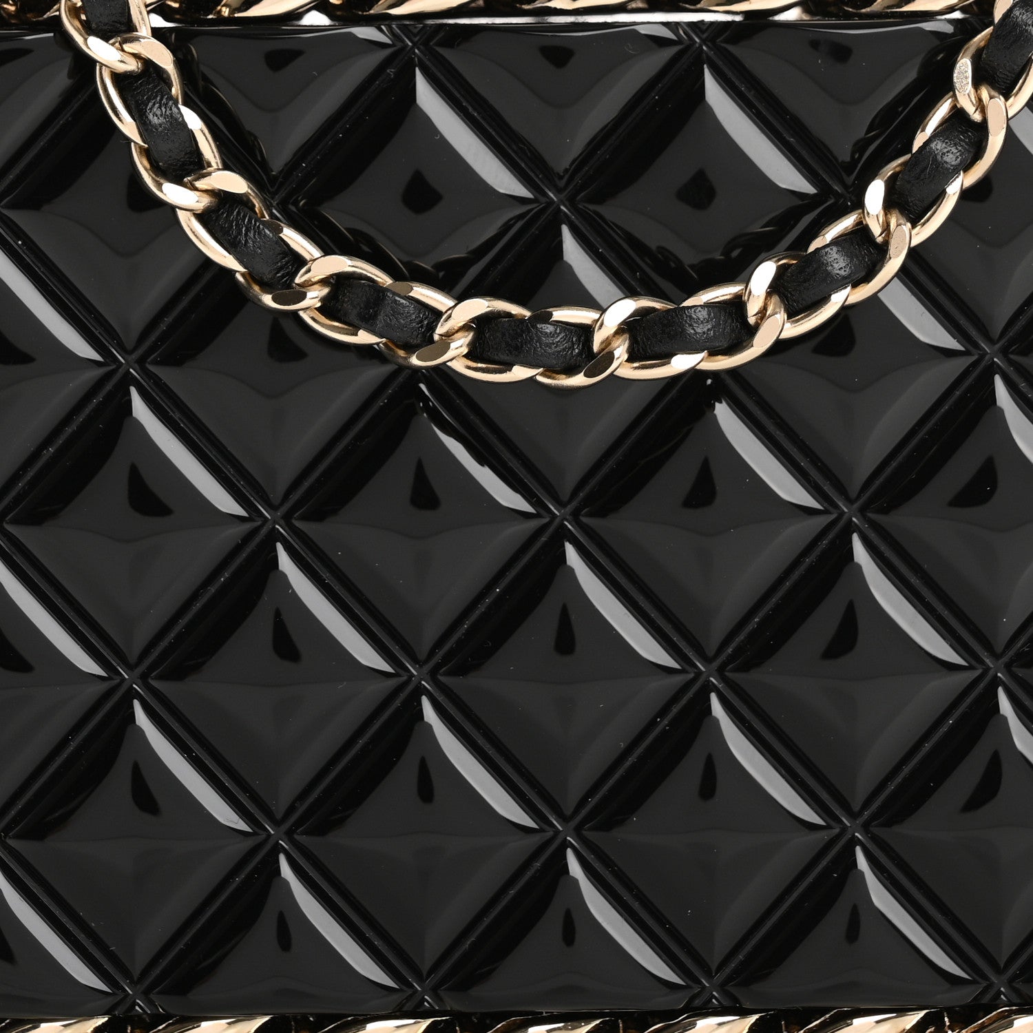 Chanel Plexiglass Quilted Chain Around Minaudiere Clutch Black 8 of 12
