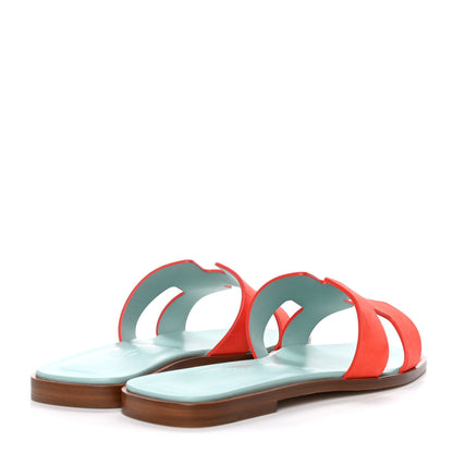 Hermes Suede Goatskin Oran Sandals 38.5 Rose Sorbet 4 of 9