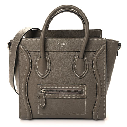 Celine Drummed Calfskin Nano Luggage Souris 1 of 9