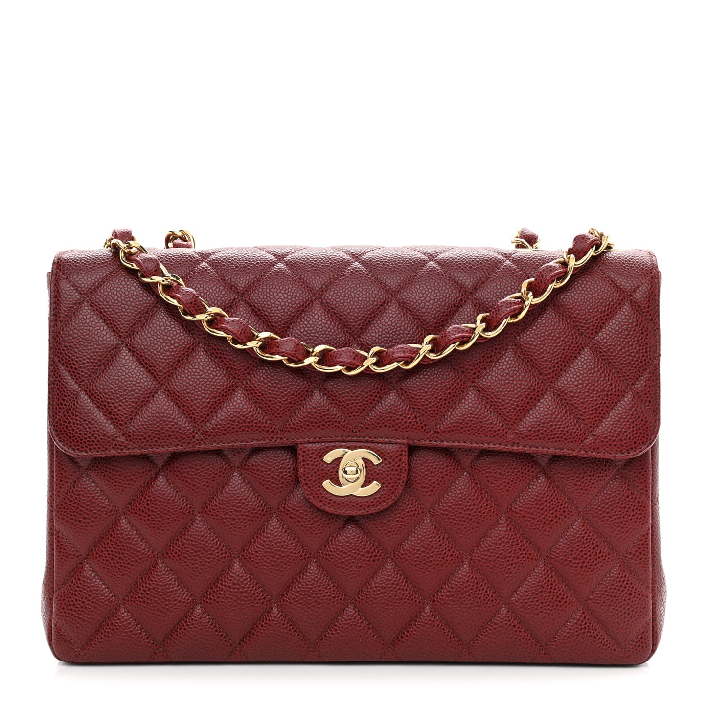 Caviar Quilted Jumbo Single Flap Bordeaux