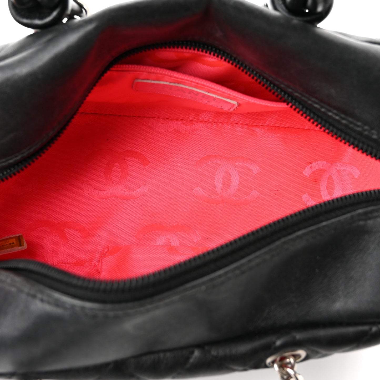 Calfskin Quilted Small Cambon Bowler Black White