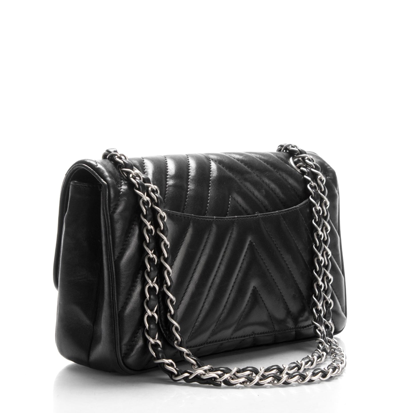 Lambskin Chevron Medium Leo Lion Flap Black