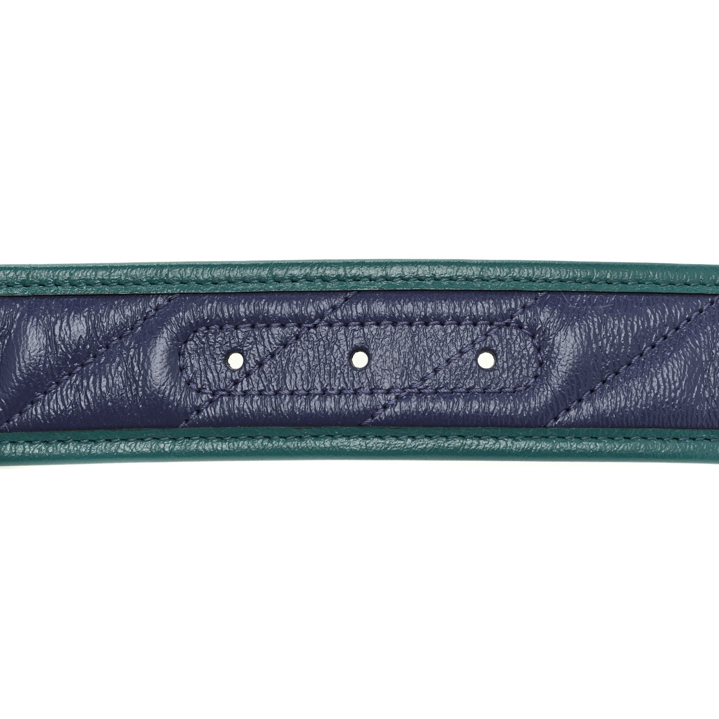 Vintage Effect Calfskin Matelasse Diagonal Enamel Double G 40mm Belt 95 38 Imperial Blue Pavone