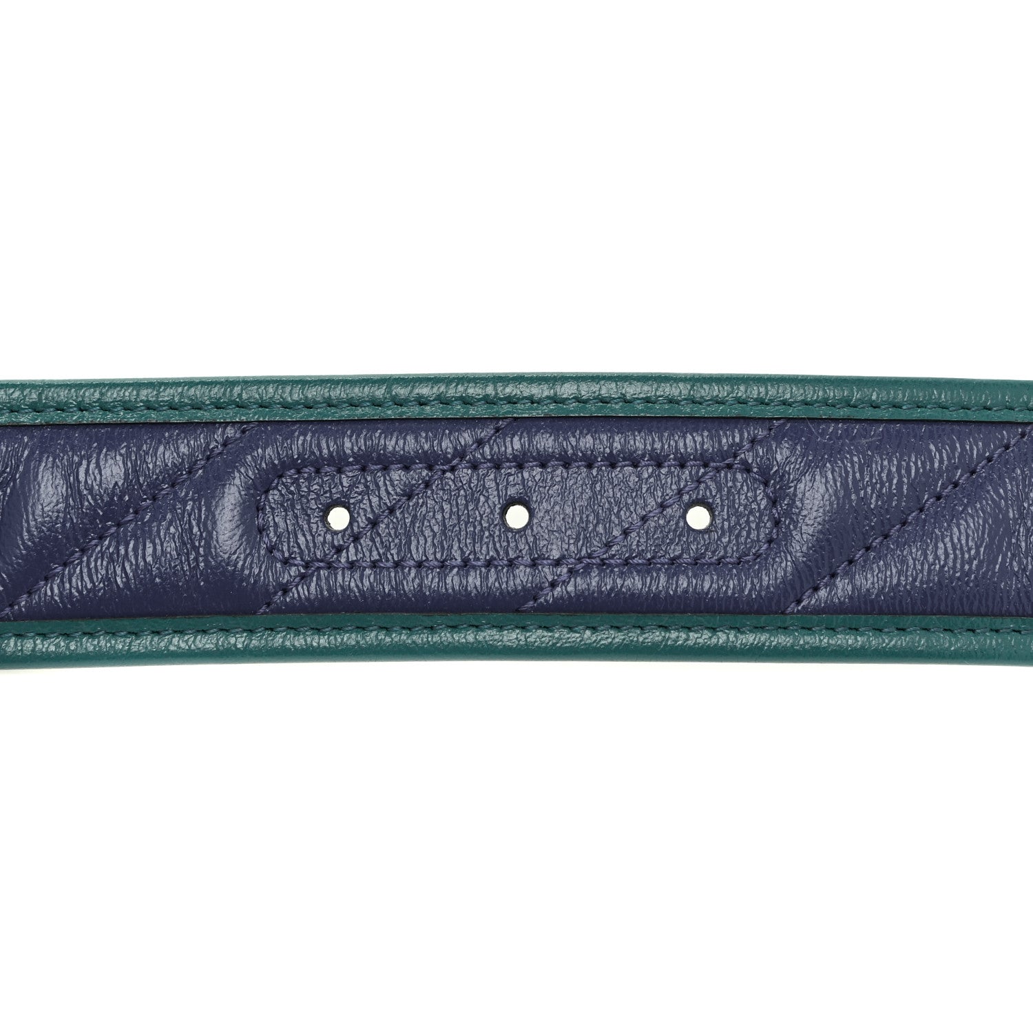 Gucci Vintage Effect Calfskin Matelasse Diagonal Enamel Double G 40mm Belt 95 38 Imperial Blue Pavone 5 of 5