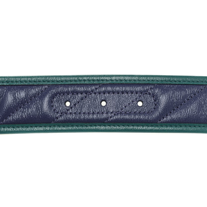 Gucci Vintage Effect Calfskin Matelasse Diagonal Enamel Double G 40mm Belt 95 38 Imperial Blue Pavone 5 of 5