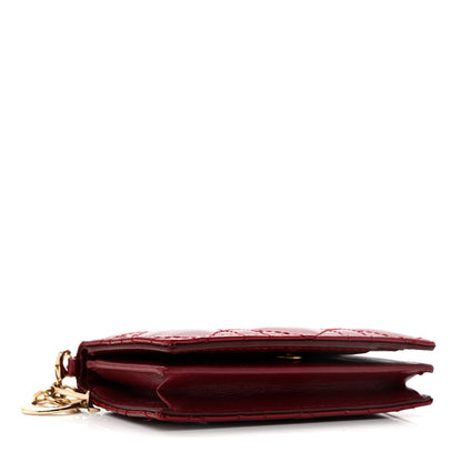 Christian Dior Patent Cannage Small Lady Dior Flap Card Holder Cherry Red 4 of 8