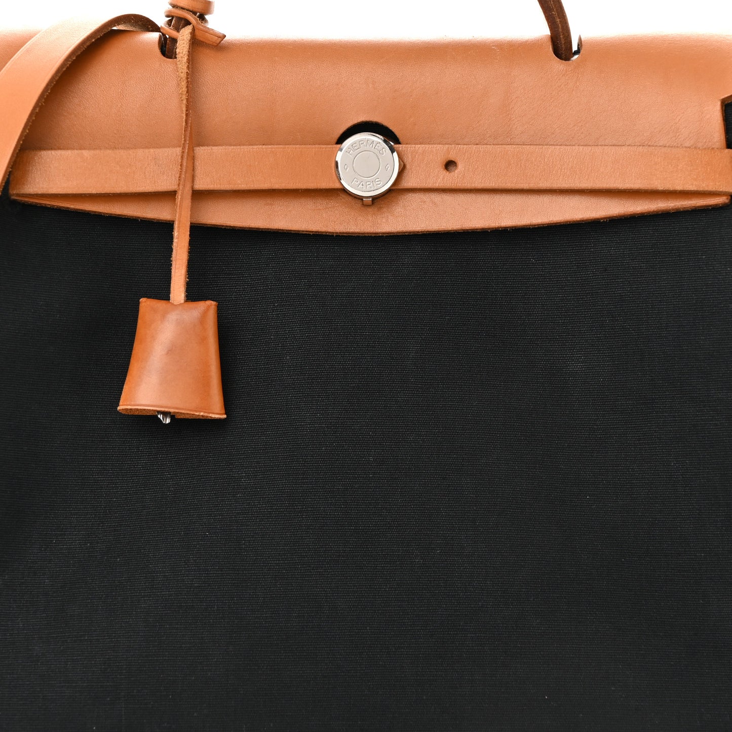 Toile Vache Calfskin Herbag 30 PM Black Natural
