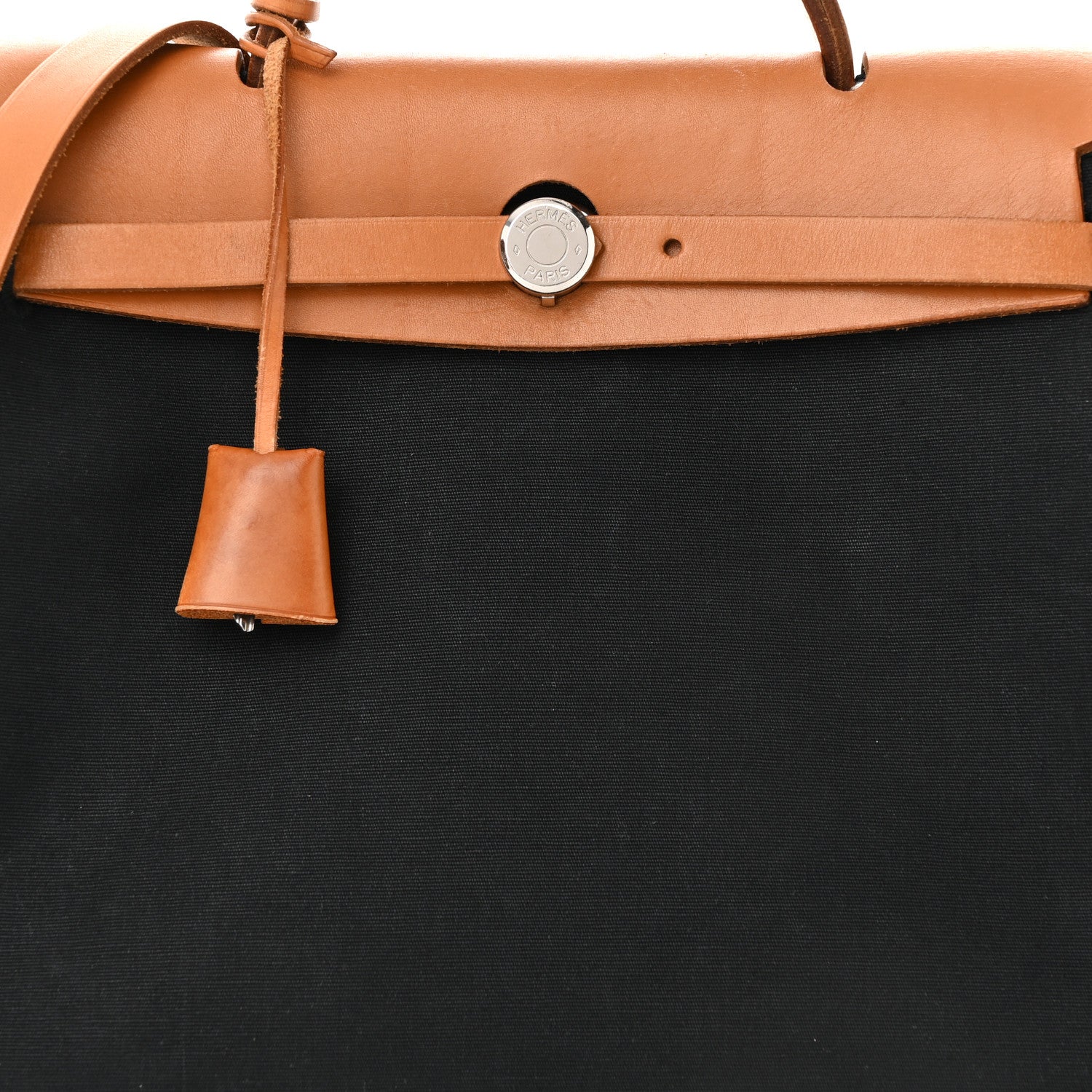 Hermes Toile Vache Calfskin Herbag 30 PM Black Natural 7 of 12