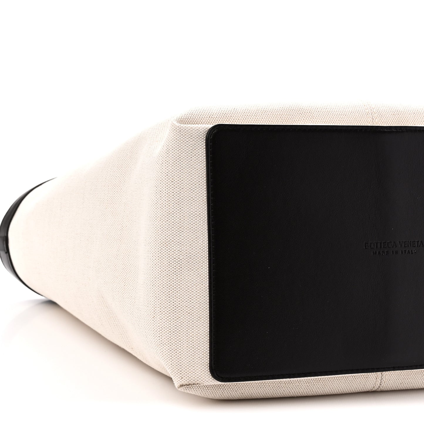 Canvas Mix Nappa Intrecciato Medium Flip Flap Tote Natural Fondant