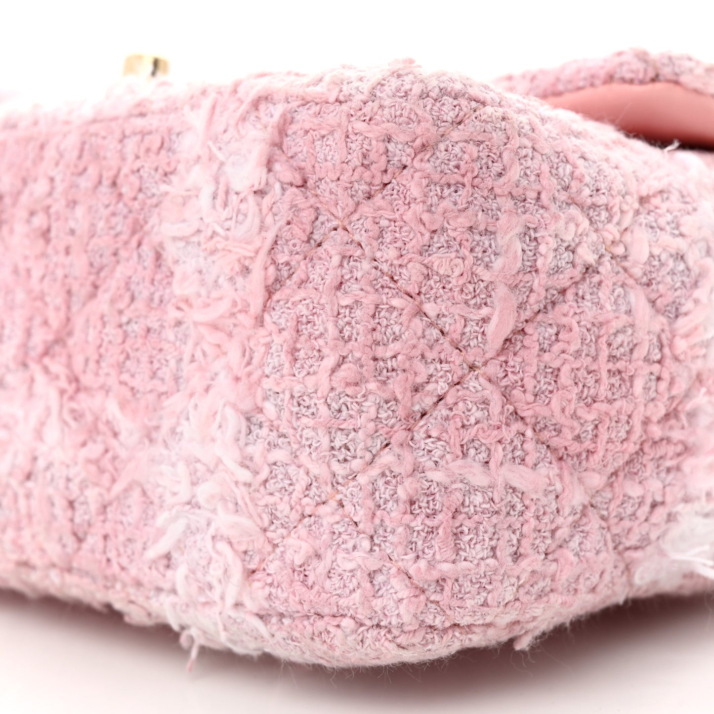 Tweed Quilted Mini Rectangular Flap Light Pink White