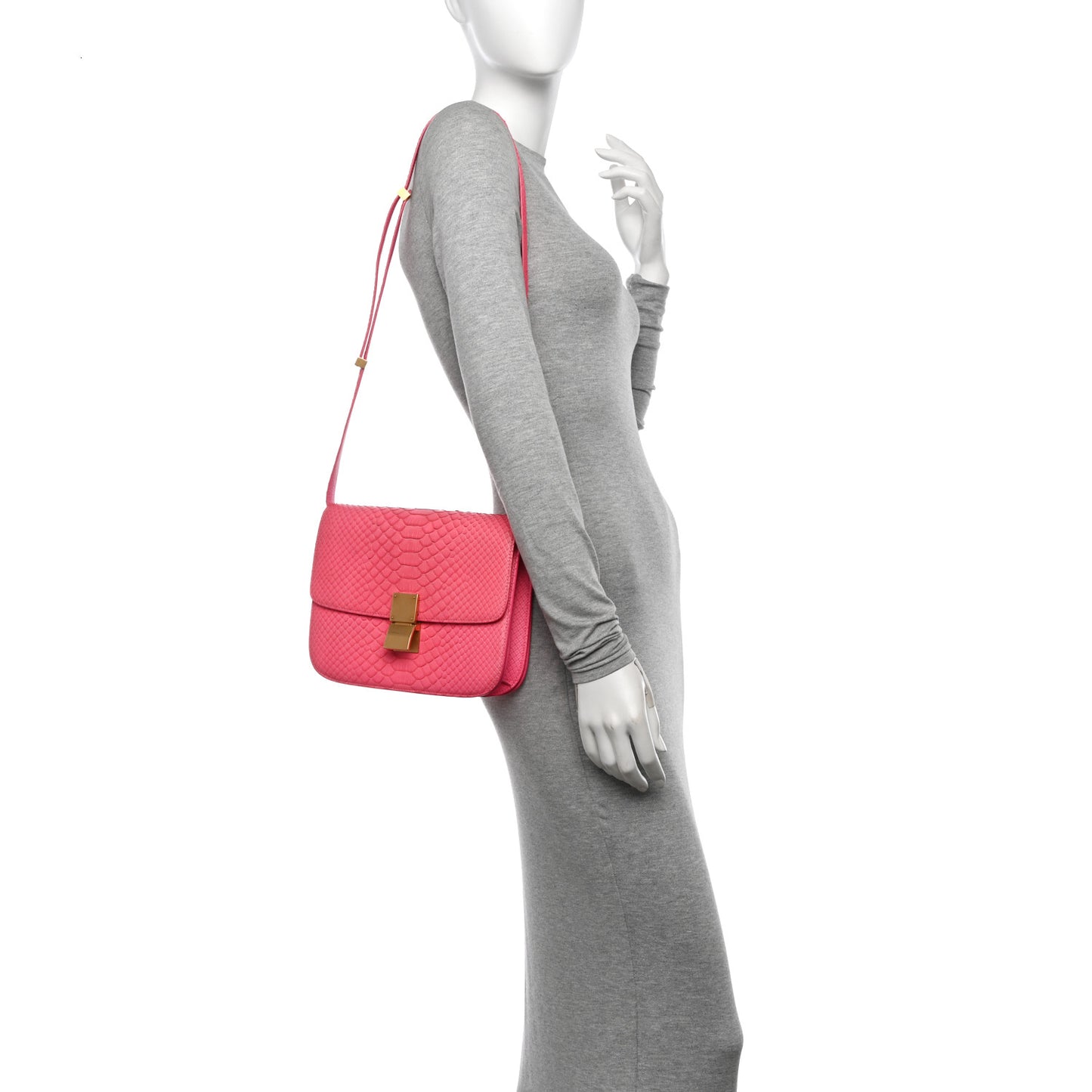 Snakeskin Medium Classic Box Flap Pink