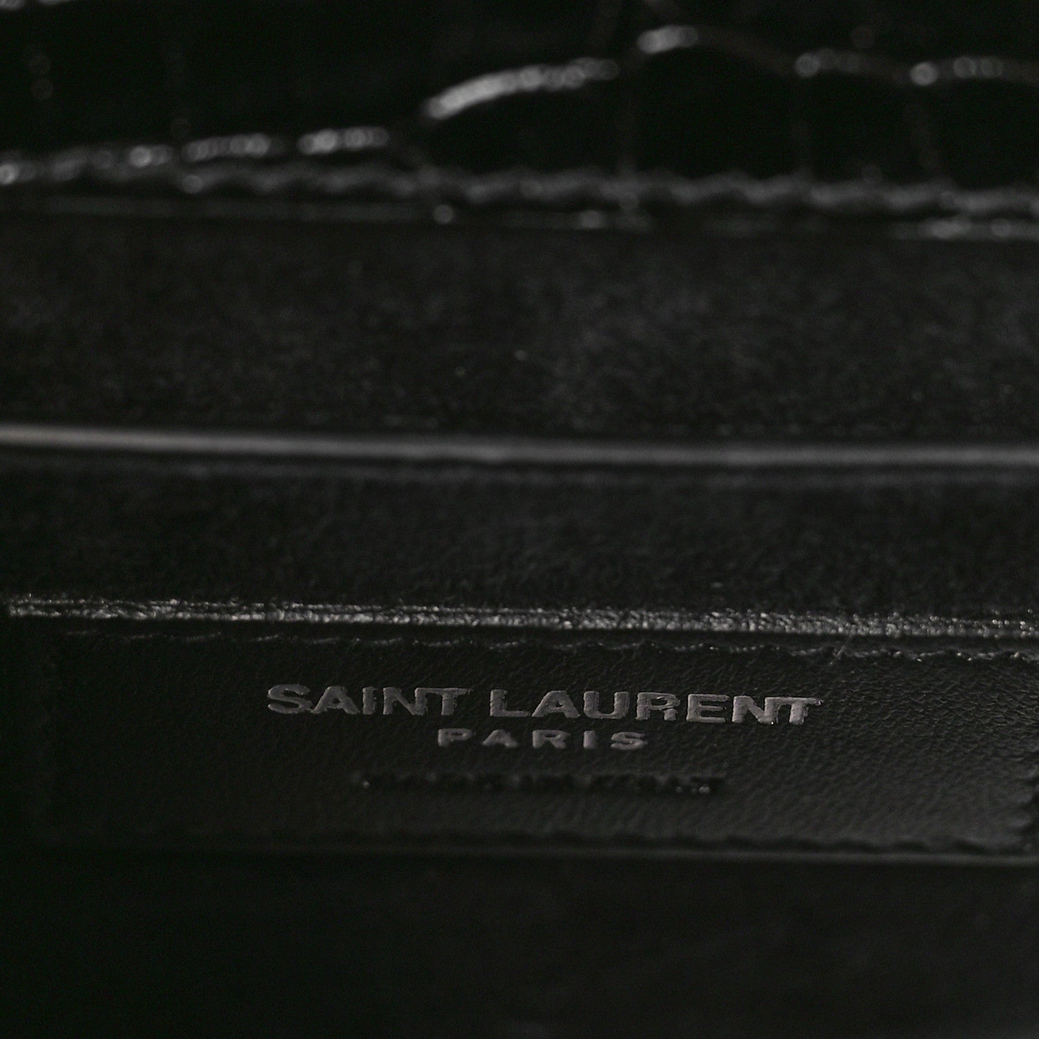 Saint Laurent Calfskin Crocodile Embossed Medium Monogram Sunset Black 6 of 9