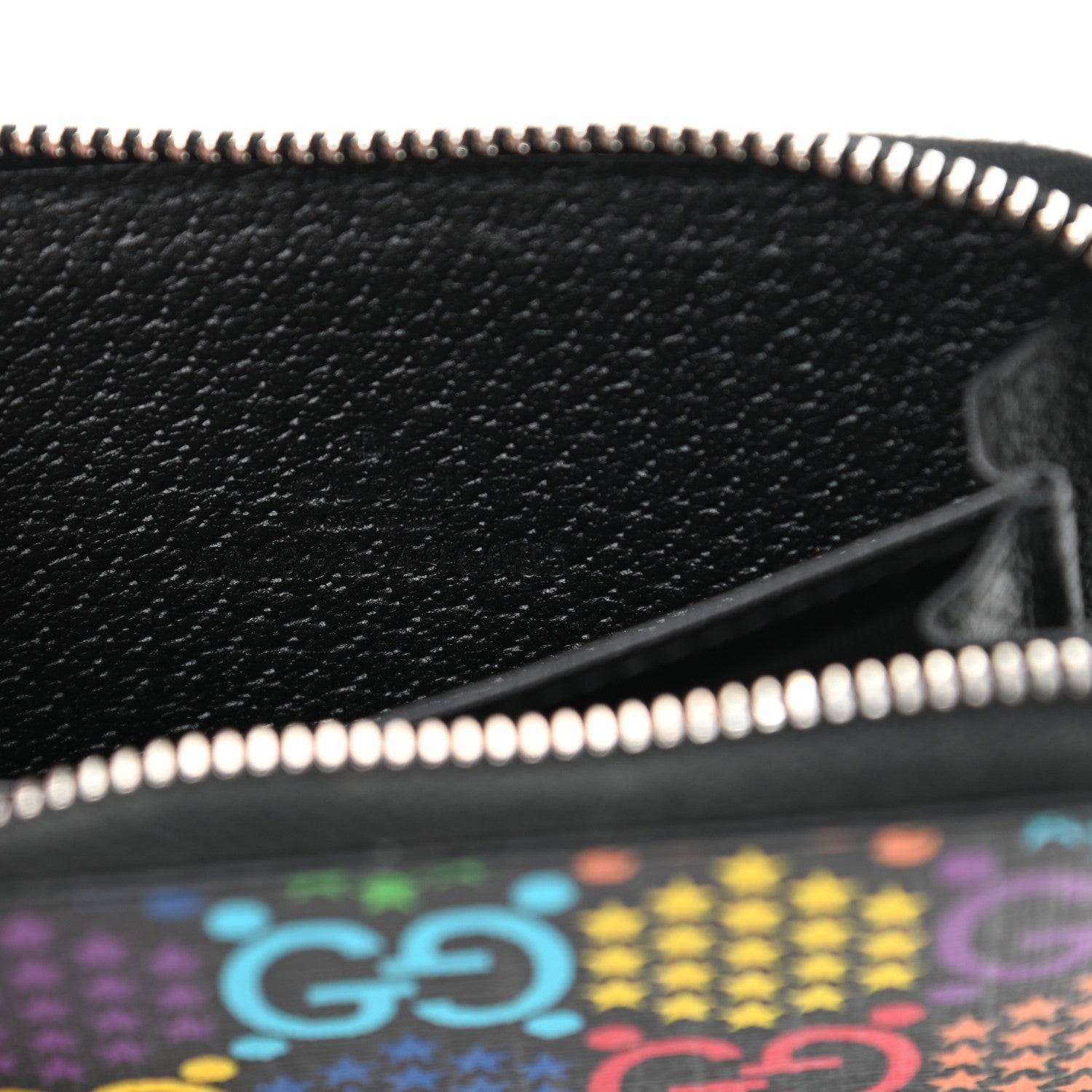 Gucci GG Supreme Monogram Psychedelic Zip Around Card Case Wallet Black 6 of 8