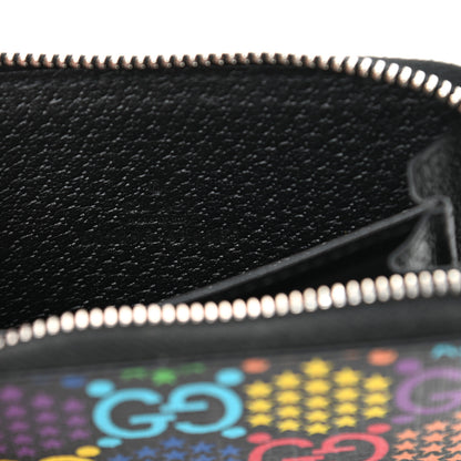 Gucci GG Supreme Monogram Psychedelic Zip Around Card Case Wallet Black 6 of 8