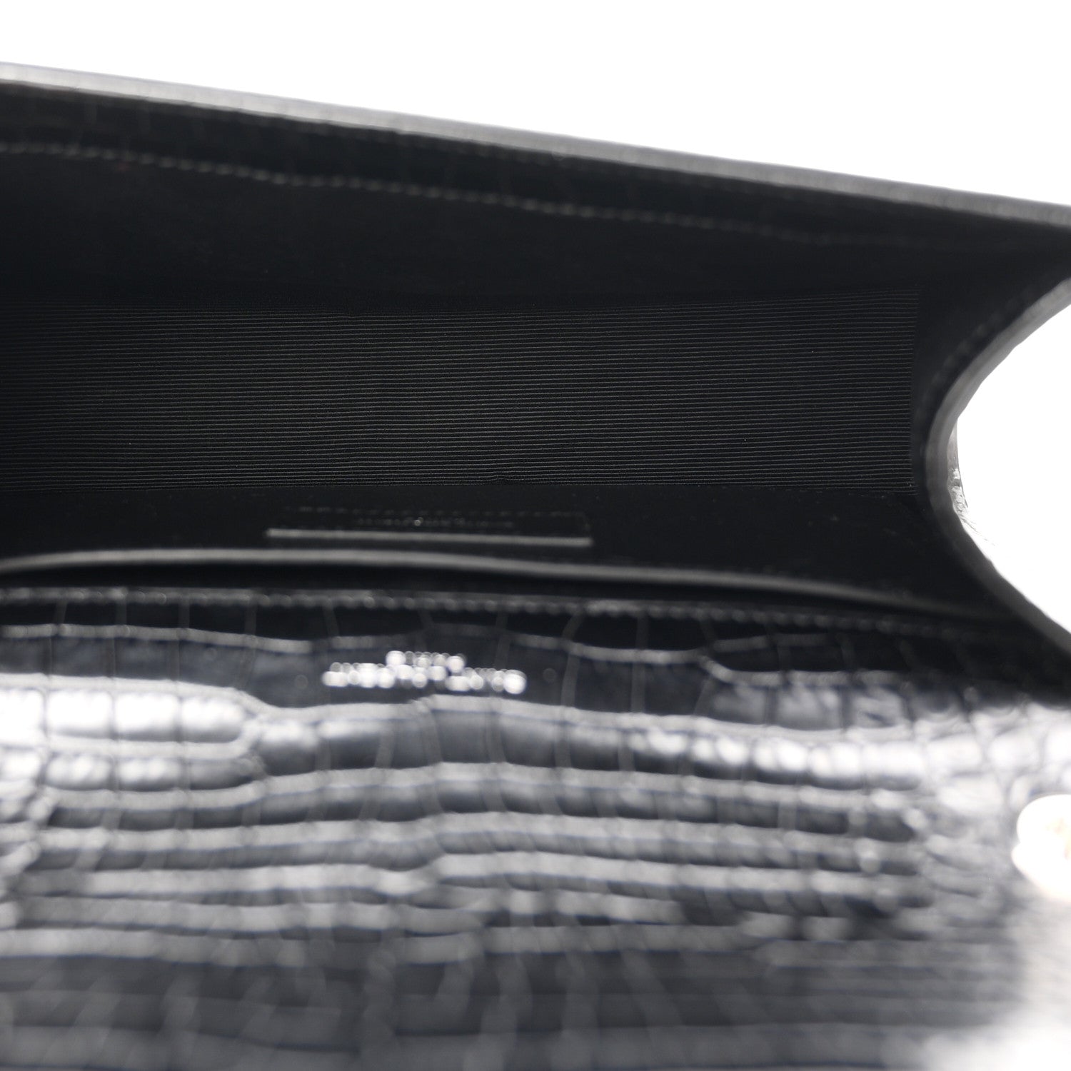 Saint Laurent Calfskin Crocodile Embossed Small Classic Monogram Kate Tassel Satchel Black 5 of 11