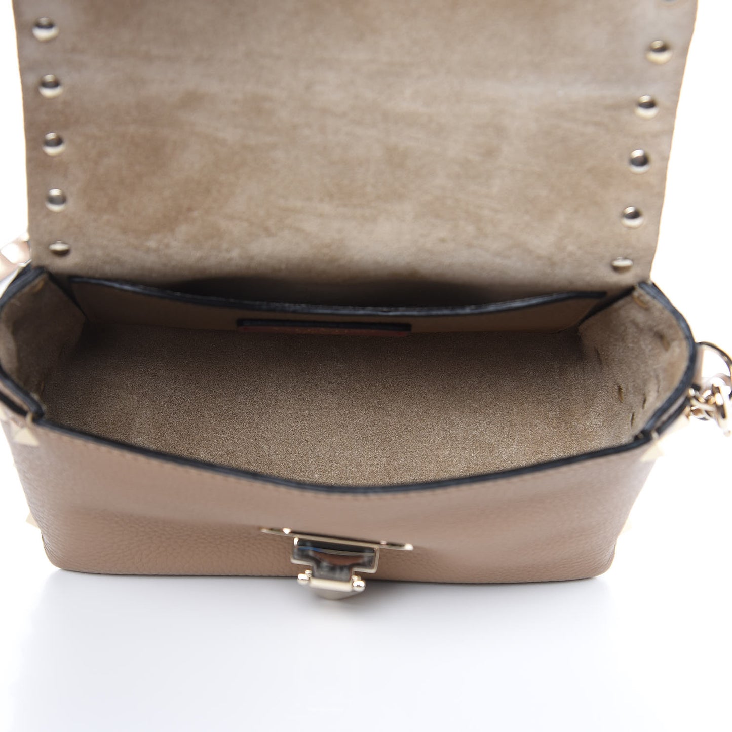 Pebbled Calfskin Mini Rockstud Crossbody Bag Deep Alpaca