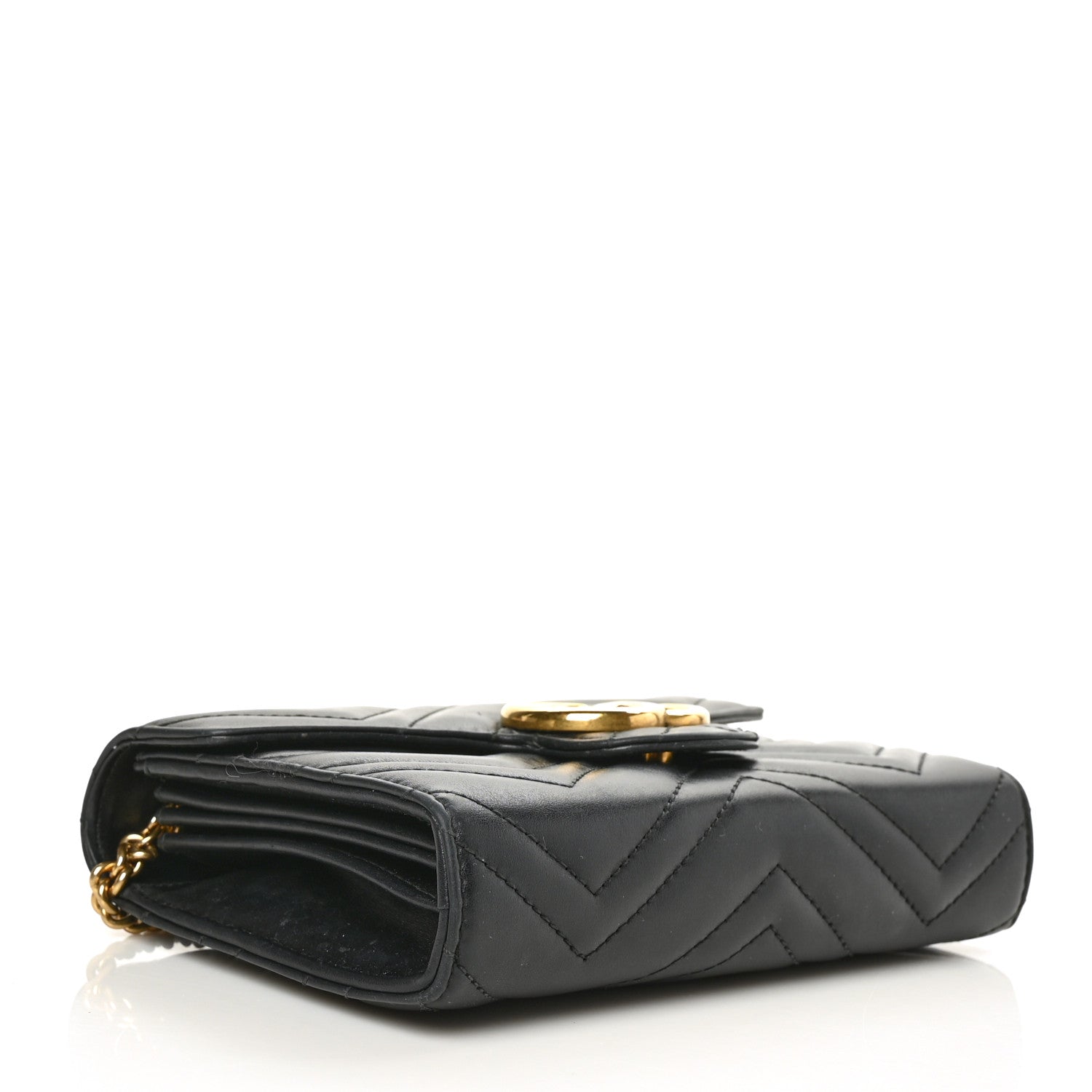 Gucci Calfskin Matelasse GG Marmont Chain Wallet Black 4 of 8