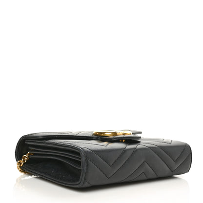 Gucci Calfskin Matelasse GG Marmont Chain Wallet Black 4 of 8