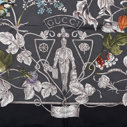 Gucci Silk Twill Wondergardenia Square Scarf Anthracite 2 of 4