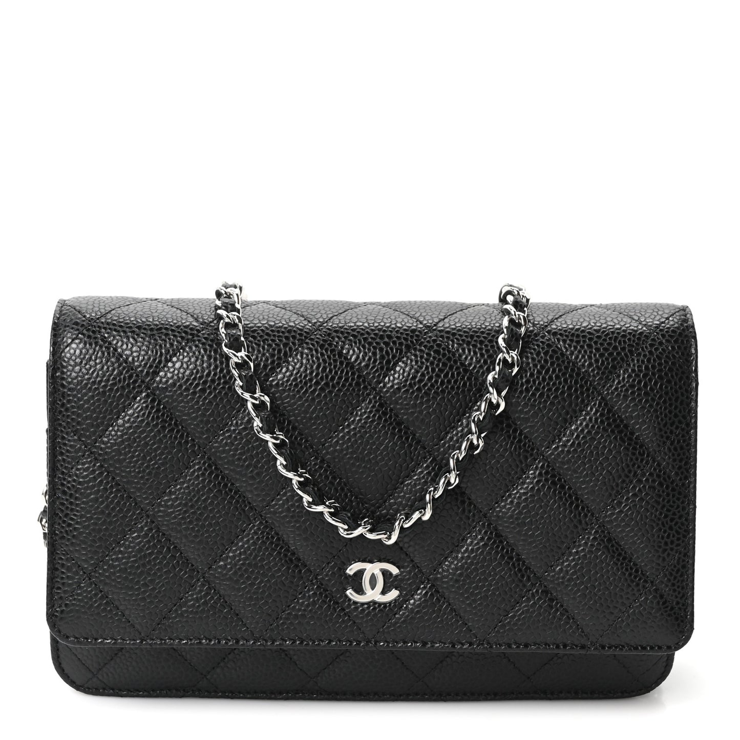 Caviar Quilted Wallet on Chain WOC Black