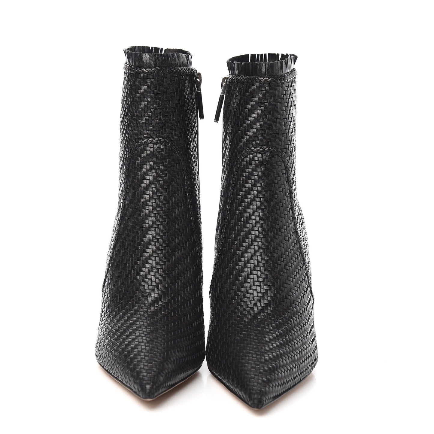Lambskin Woven District Ankle Boots 38 Black