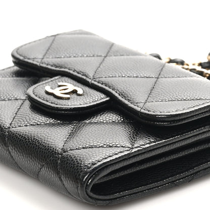 Chanel Caviar Quilted Flap Card Holder On Chain Black 11 of 12