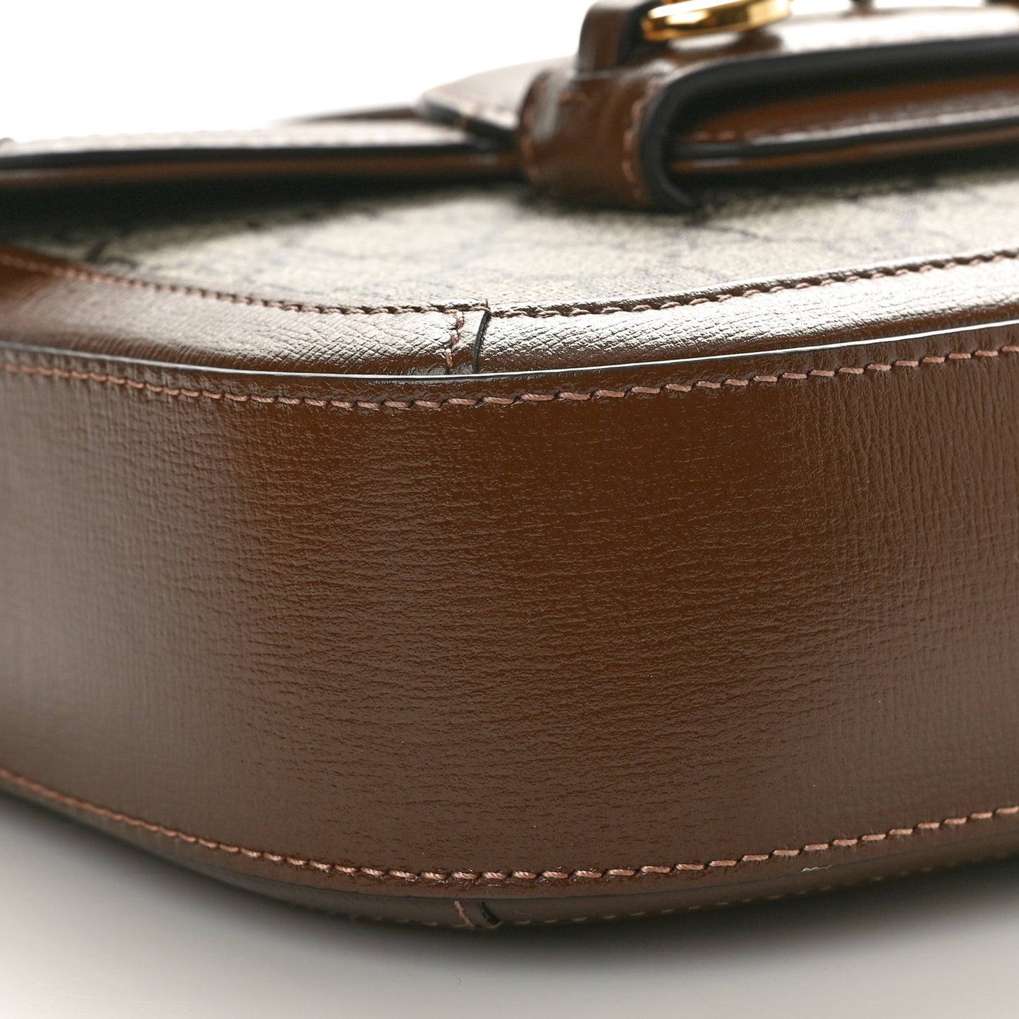 GG Supreme Monogram Web Mini Horsebit 1955 Shoulder Bag Beige Brown Sugar