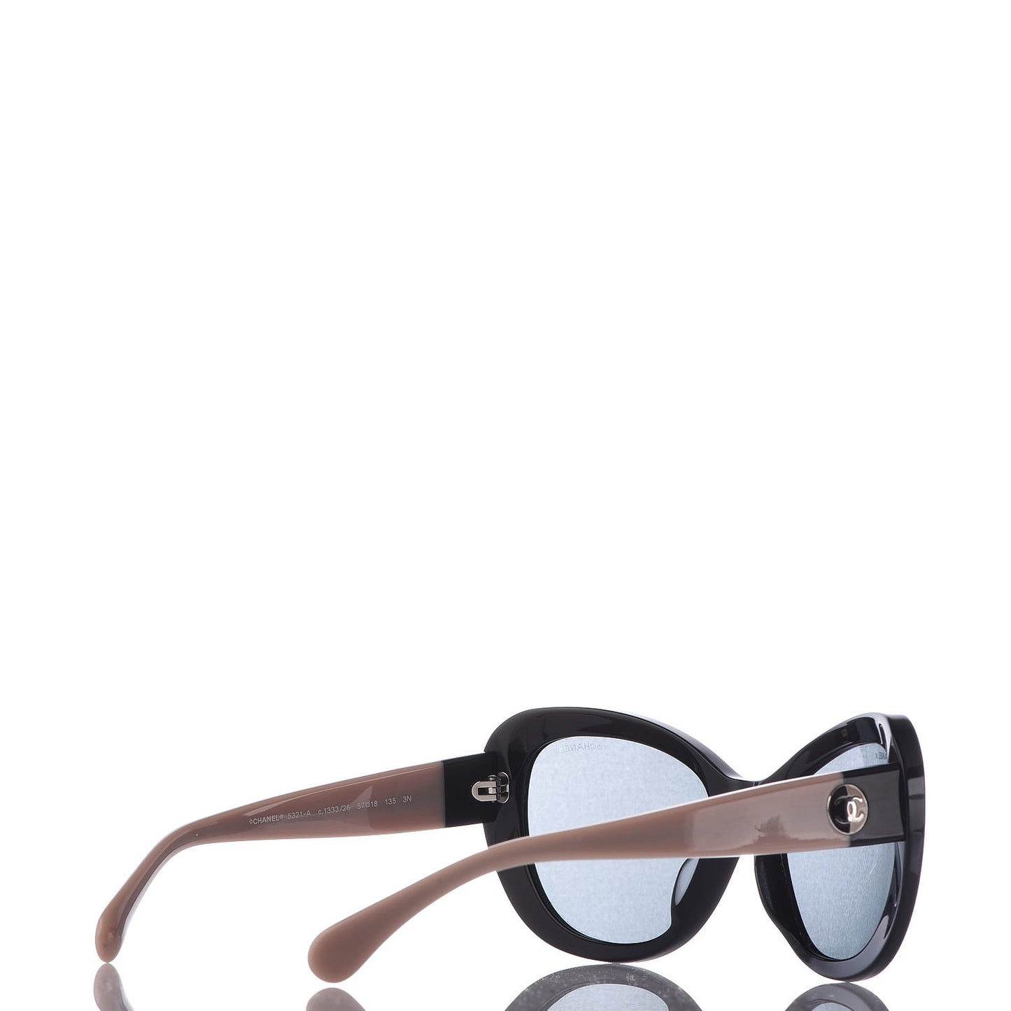 Acetate Cat Eye Sunglasses 5321-A Black Beige