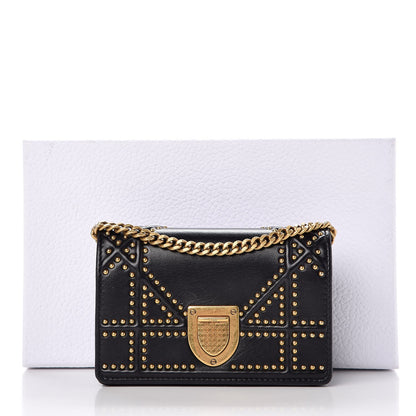 Christian Dior Lambskin Studded Micro Diorama Flap Bag Black 8 of 8