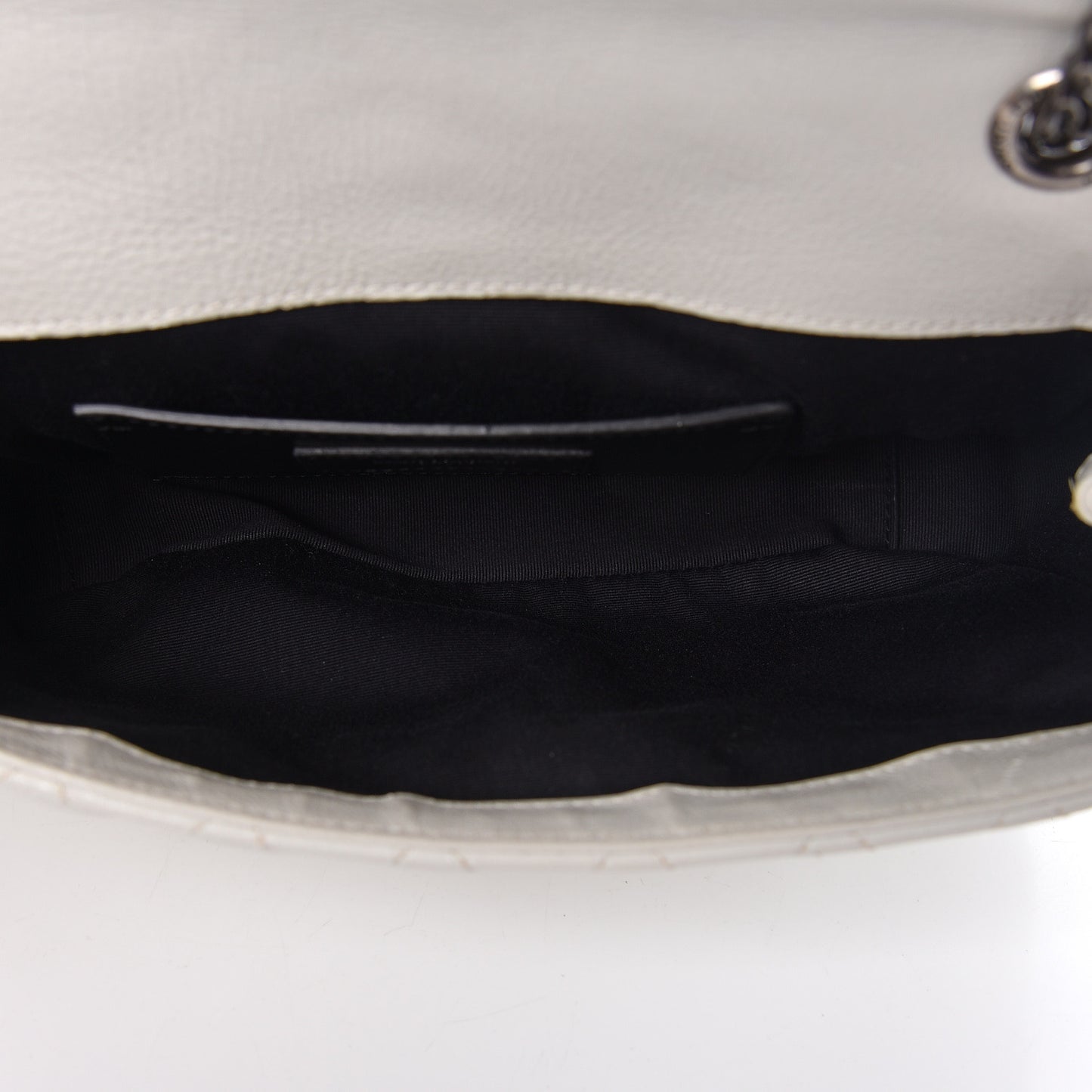 Sheepskin Medium Tri-Quilt College Monogram Satchel Porcellana