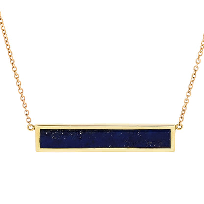 Jennifer Meyer 18K Yellow Gold Lapis Lazuli Bar Pendant Necklace 4 of 7
