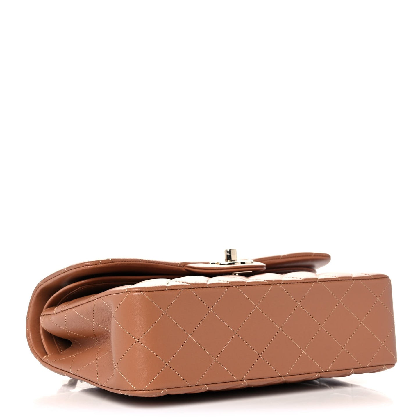 Lambskin Quilted Small Double Flap Brown