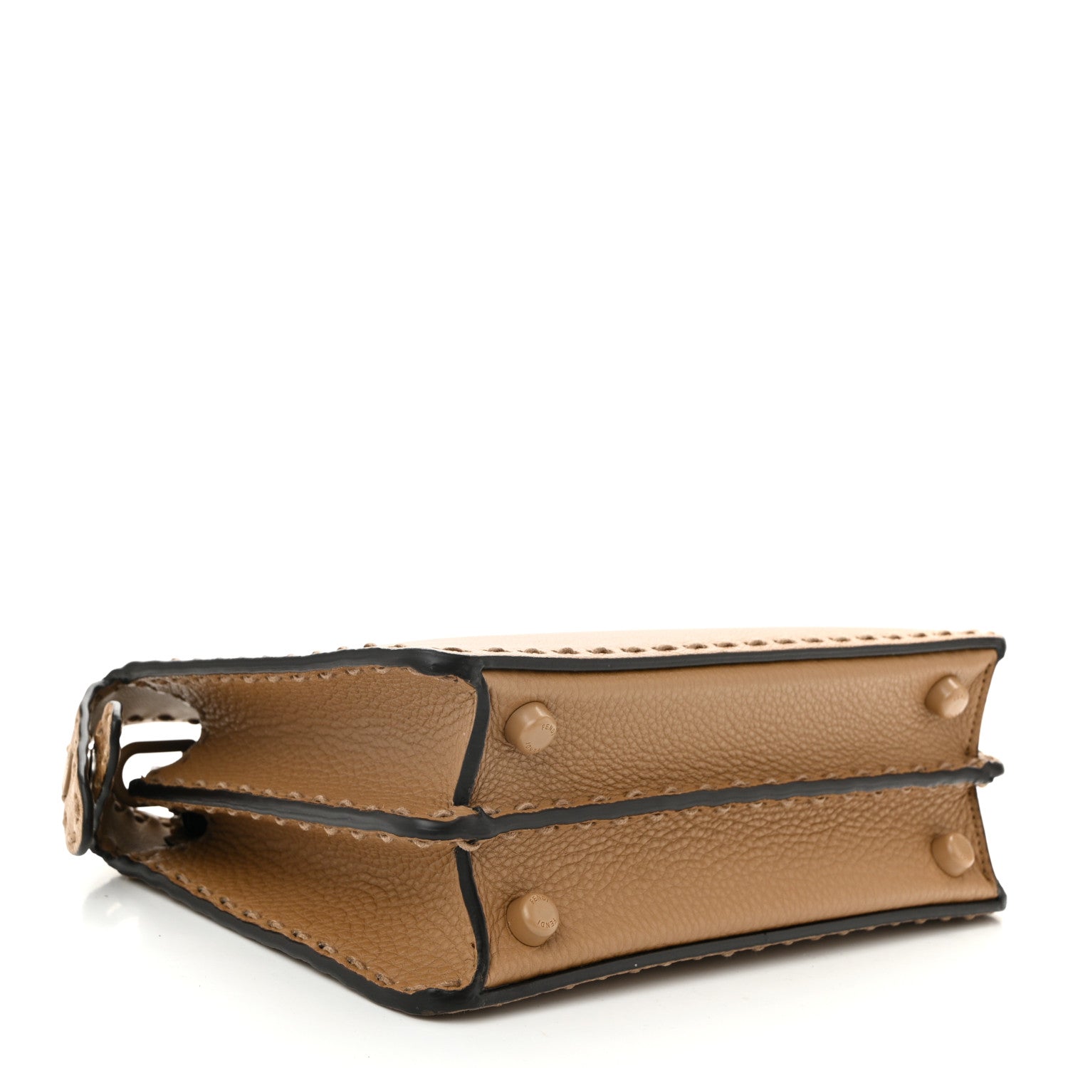 Fendi Cuoio Romano Vitello Elaphe Cover Sellerissima Monochrome Mini Peekaboo I SEE U Satchel Cammello 4 of 10
