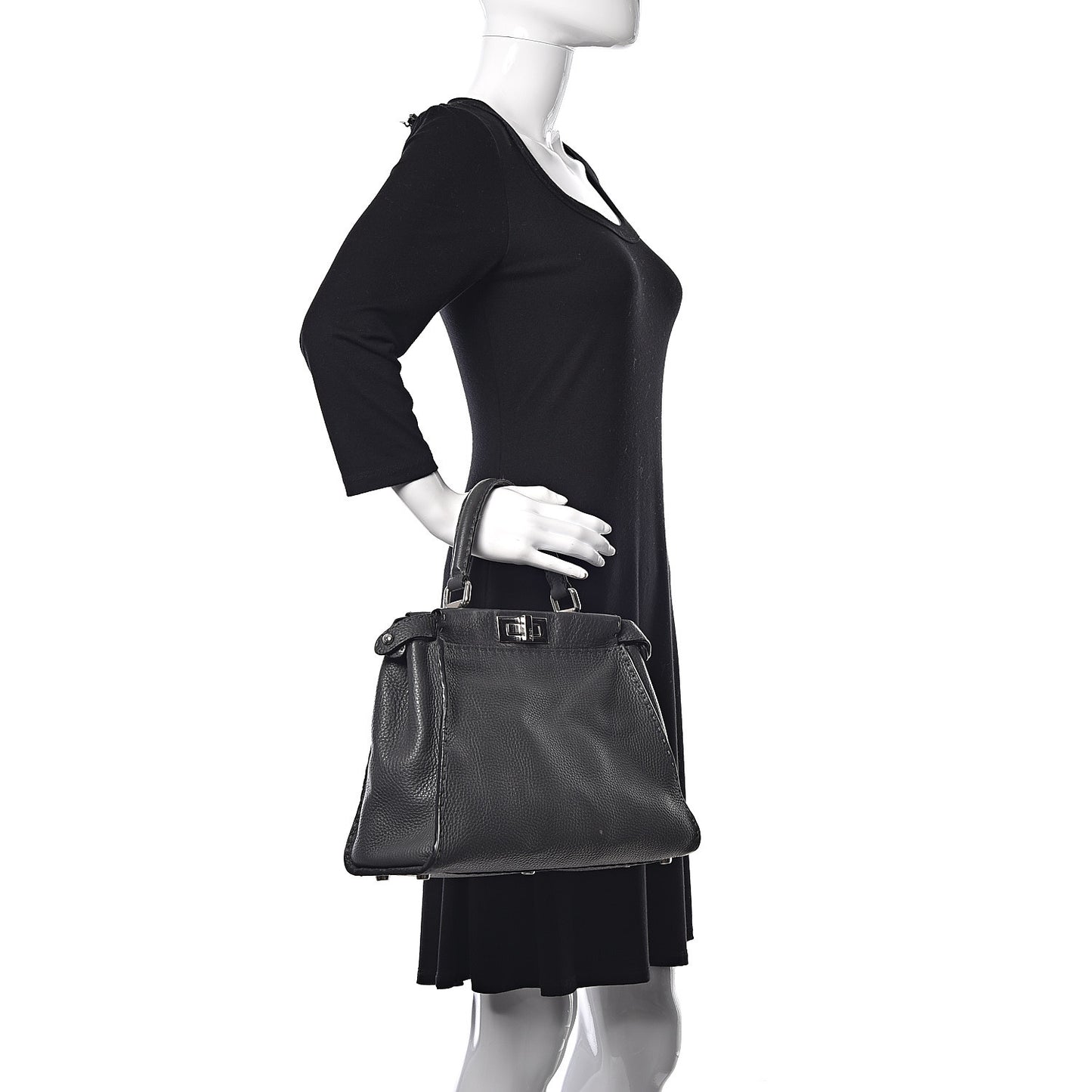 Cuoio Romano Selleria Bi-Color Medium Peekaboo Iconic Satchel Asfalto Latte