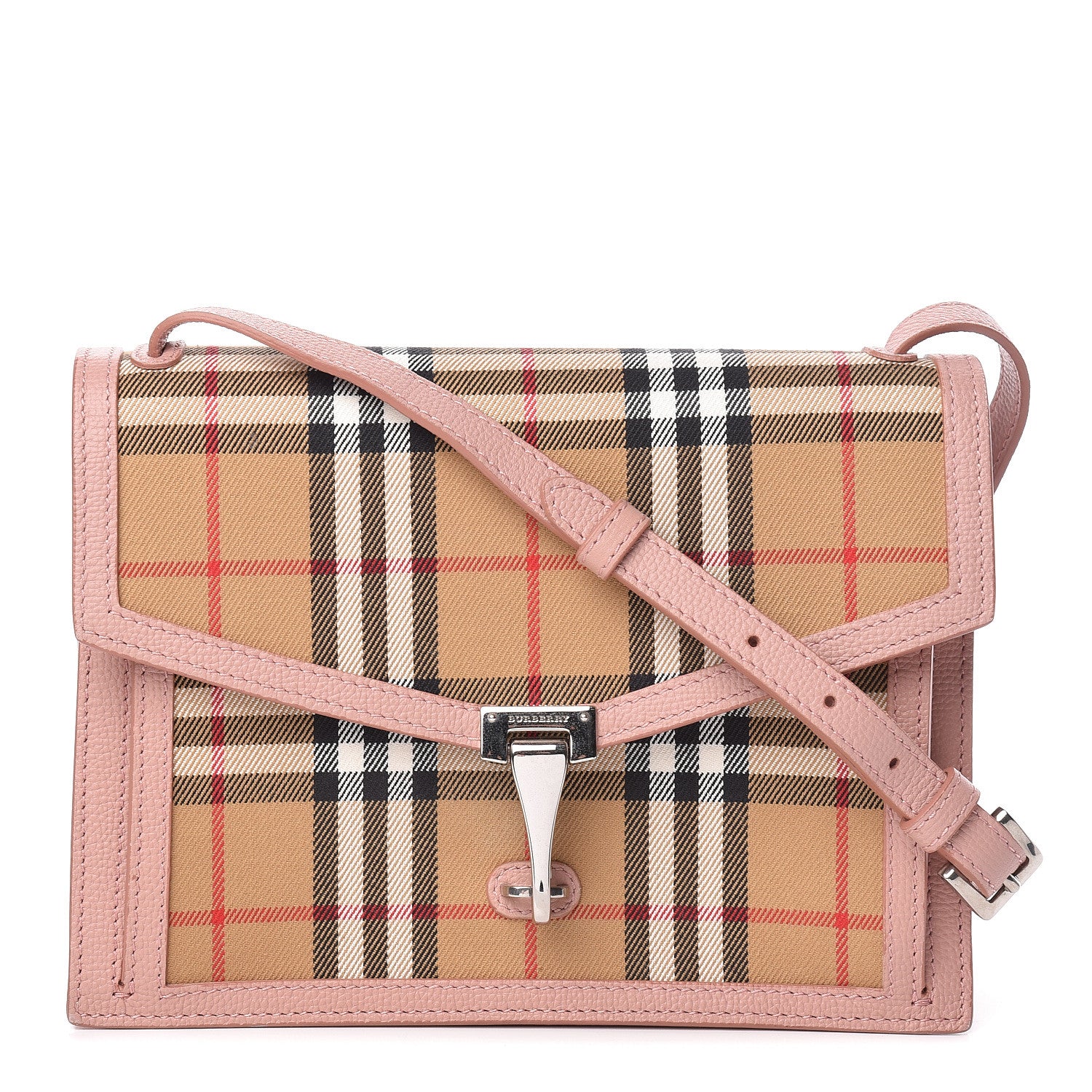 Burberry Grainy Calfskin Vintage Check Small Macken Crossbody Bag Ash Rose 1 of 11