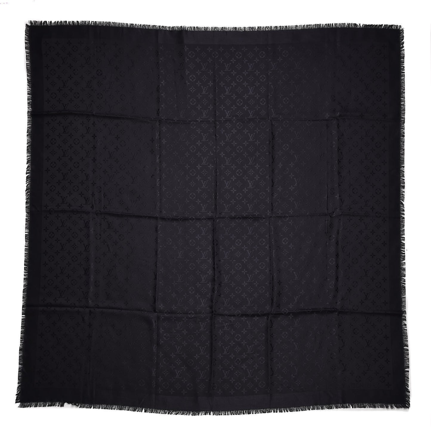 Silk Wool Monogram Shawl Black