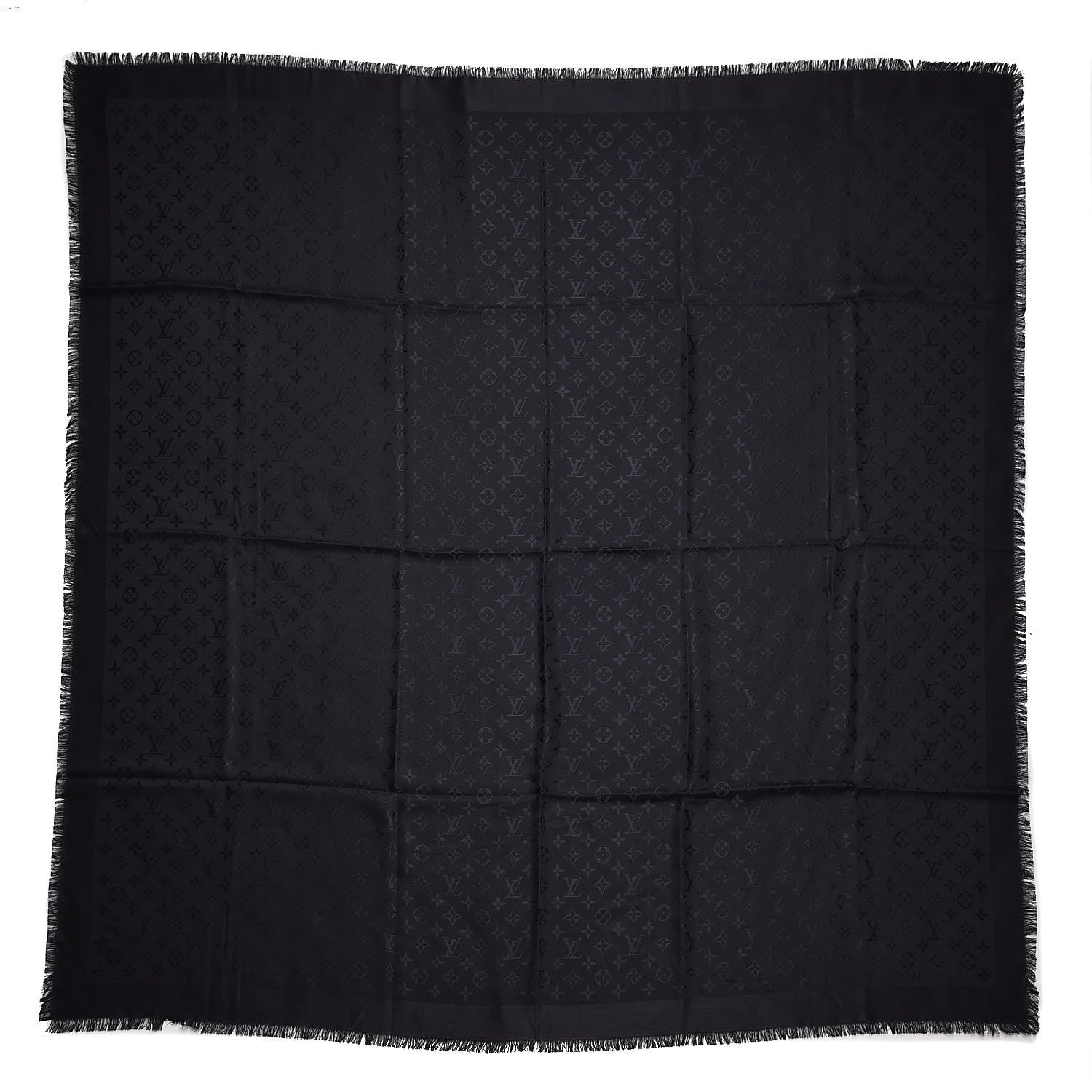 Louis Vuitton Silk Wool Monogram Shawl Black 1 of 4