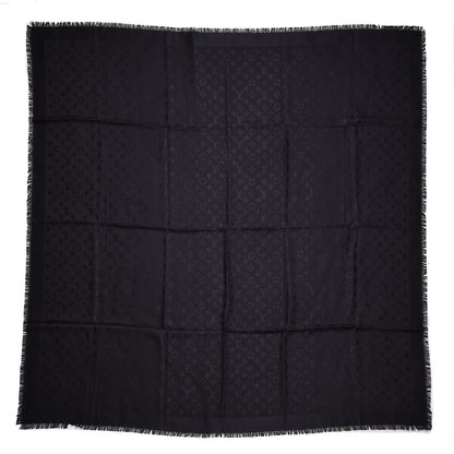 Louis Vuitton Silk Wool Monogram Shawl Black 1 of 4