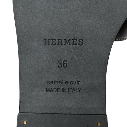 Hermes Box Calfskin Oran Sandals 36 Black 8 of 9